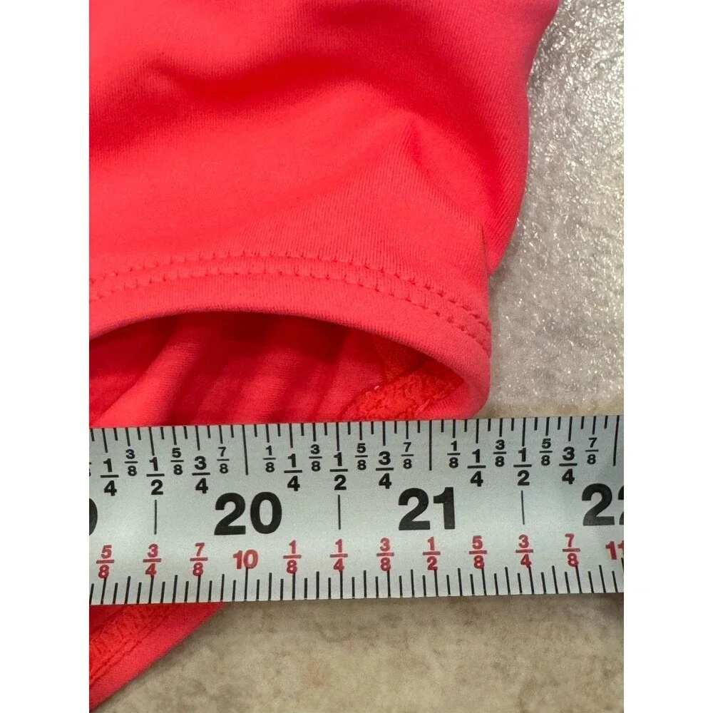 Athletech Girls Size 8 One Piece Swimsuit Coral Black Colorblock Cutout Swim